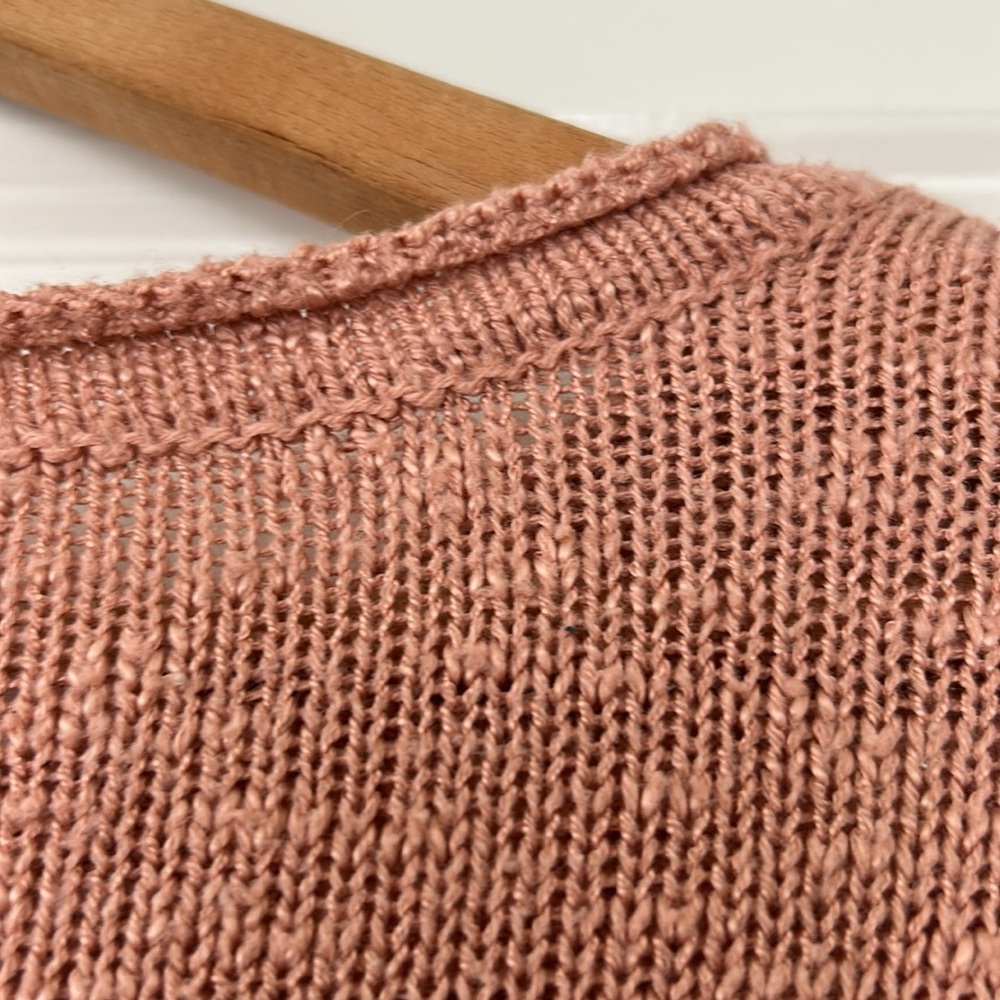 Marled Dusty Rose "BEACH" Loose-Knit Acrylic Sweater Sz Small w MEASUREMENTS! - Picture 11 of 12